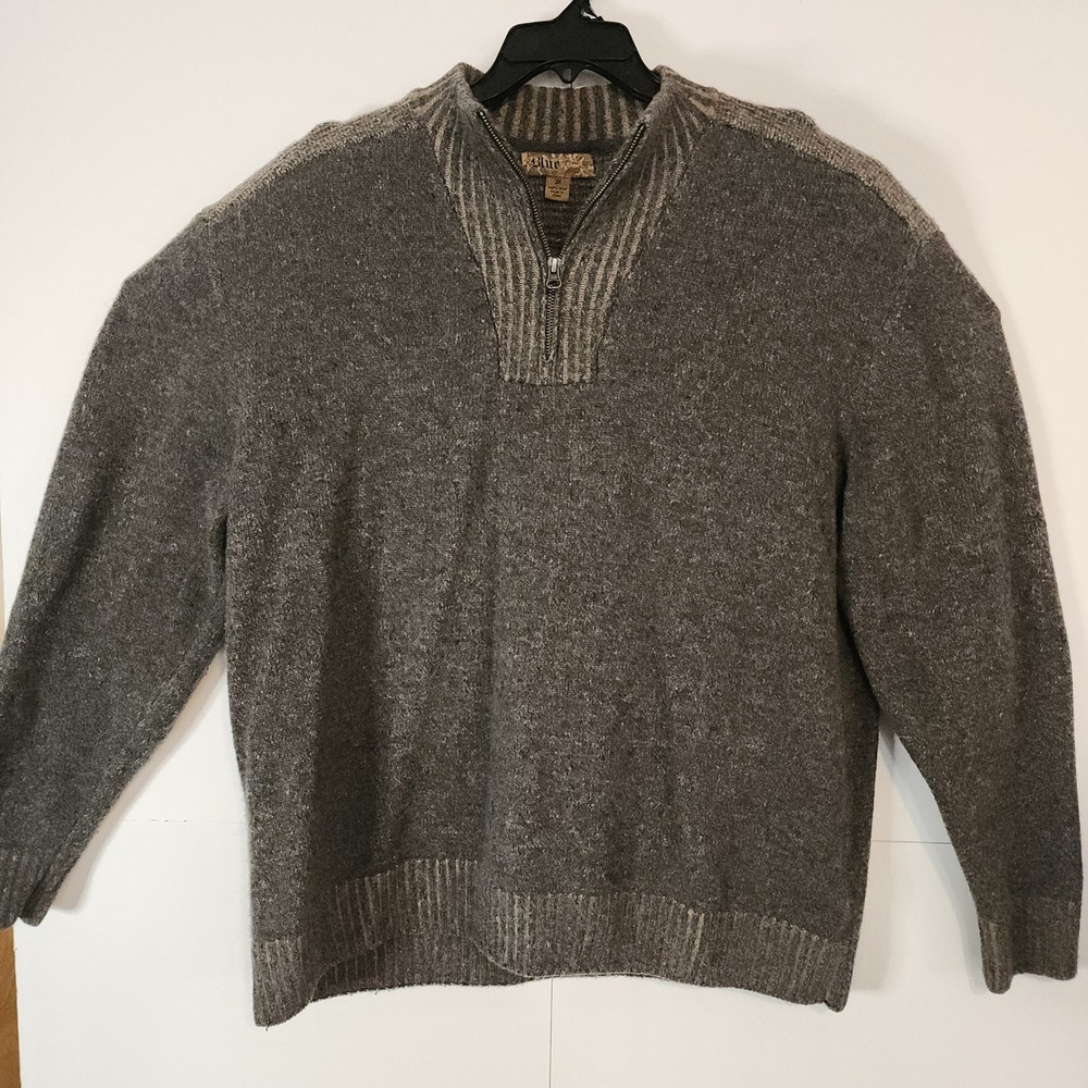 C73 Blue Pronto‎ Uomo Mens 3X 100% Wool Quarter Zip Pullover Sweater Brown Tan
